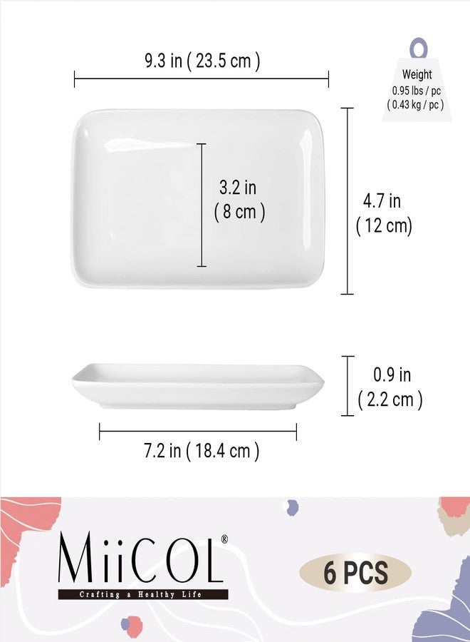 Miicol Small Platters Set of 6, Ceramic Rectangle Plates 9 Inch, Modern Sushi Plate Set, White Serving Dishes for Serving Food, Appetizer, Dessert, Dinner, Party - Image 3